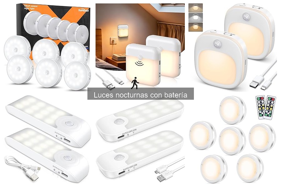 Características clave de luces nocturnas con batería