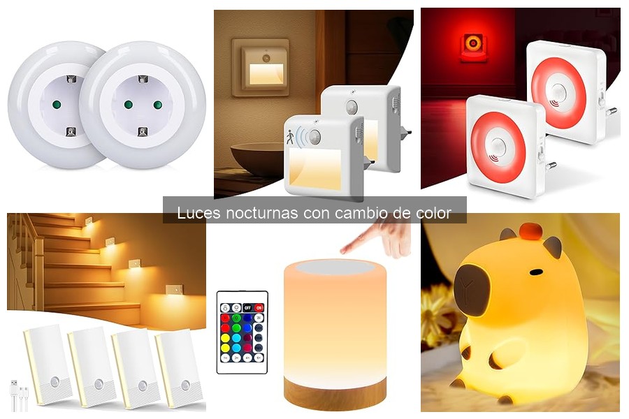 Comparativa de Luces Nocturnas con Cambio de Color